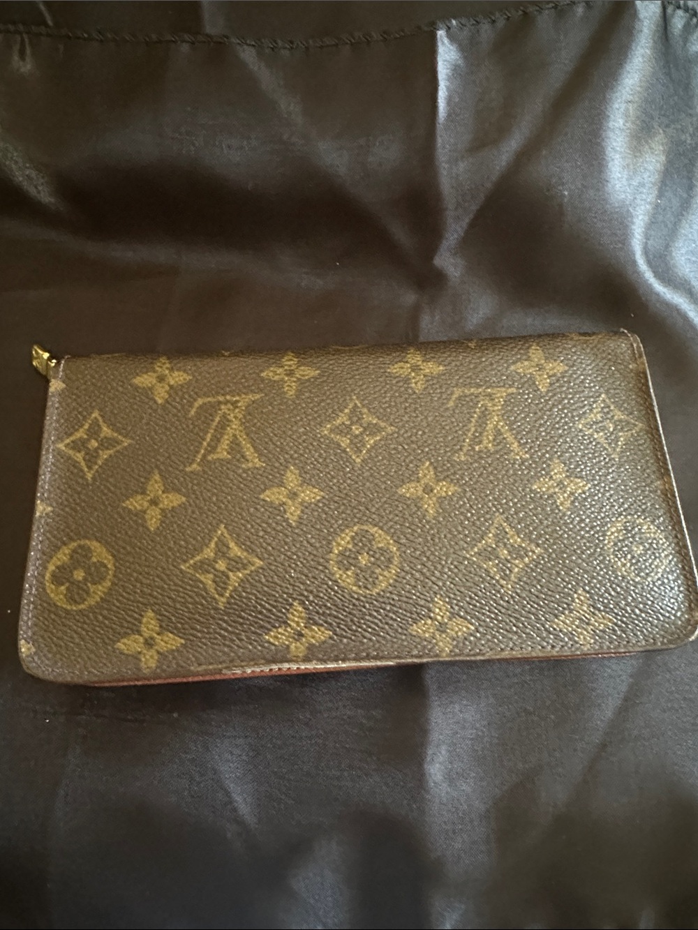 Louis Vuitton Monogram Zip Around Wallet in Brown and Gold